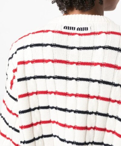 Miu Miu Striped Cable-Knit Jumper