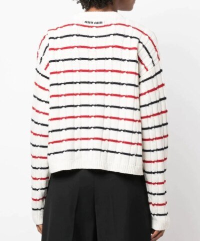 Miu Miu Striped Cable-Knit Jumper