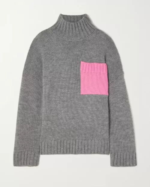 JW Anderson Grey Patch Pocket Turtleneck Jumper