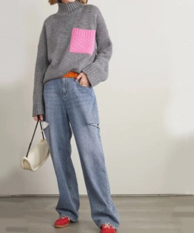 JW Anderson Grey Patch Pocket Turtleneck Jumper