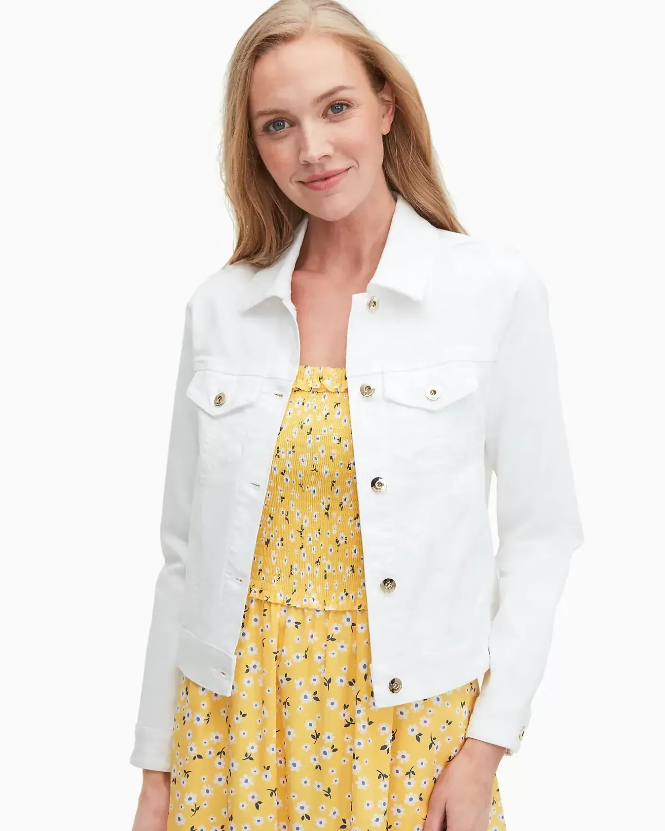 Kate Spade Classic Denim Jacket In Fresh White