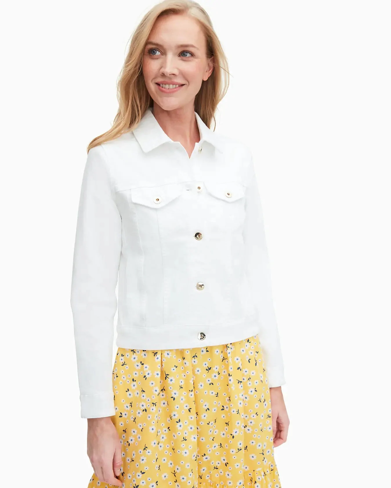 Kate Spade Classic Denim Jacket In Fresh White