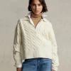 Polo Ralph Lauren Cable-Knit Wool-Cashmere Polo Sweater In Beige