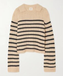 Khaite Mateo Striped Cashmere Polo Sweater