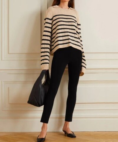 Khaite Mateo Striped Cashmere Polo Sweater