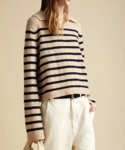 Khaite Mateo Striped Cashmere Polo Sweater