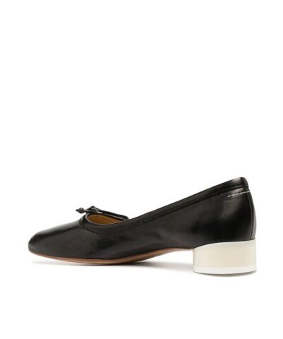 MM6 Maison Margiela Black Leather Ballerina Flats