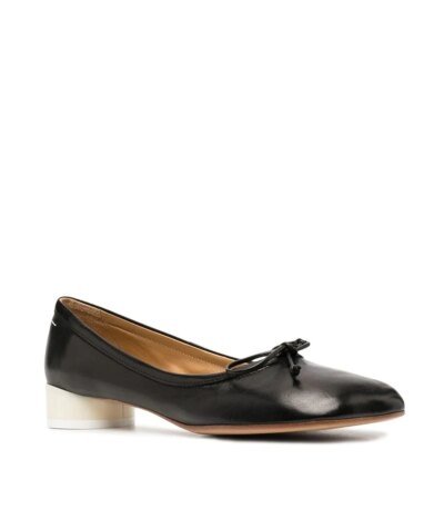 MM6 Maison Margiela Black Leather Ballerina Flats