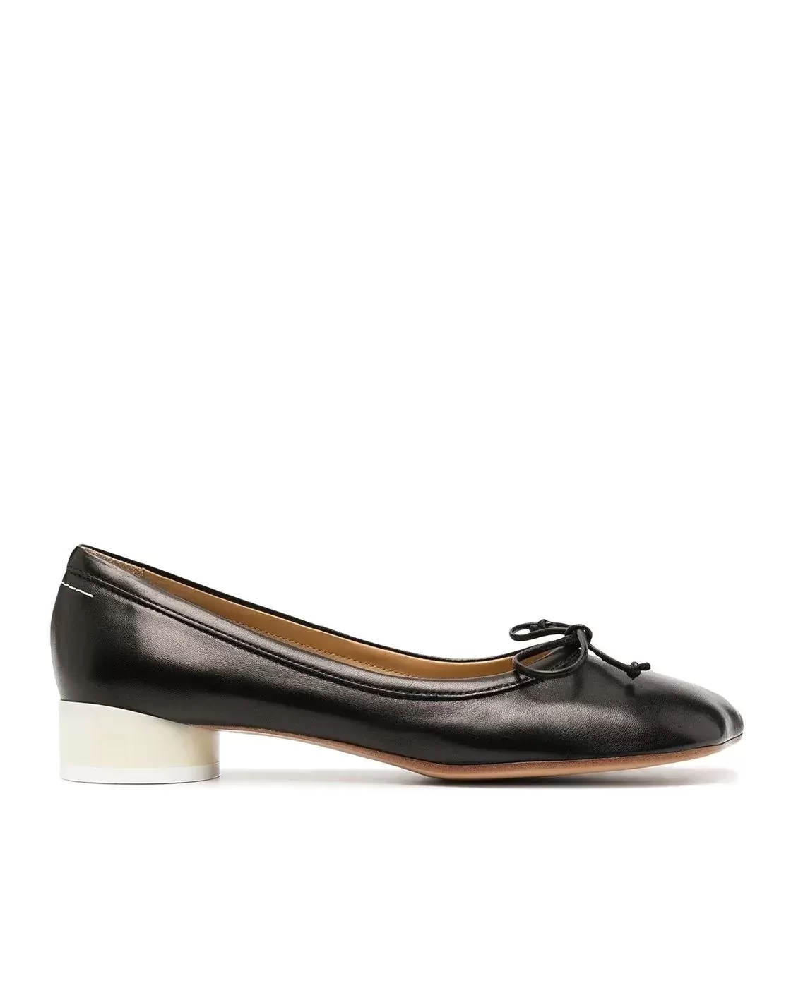 MM6 Maison Margiela Black Leather Ballerina Flats