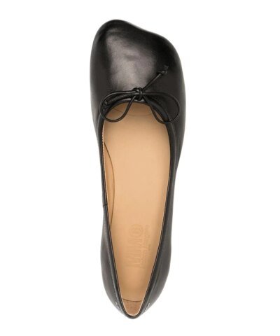 MM6 Maison Margiela Black Leather Ballerina Flats