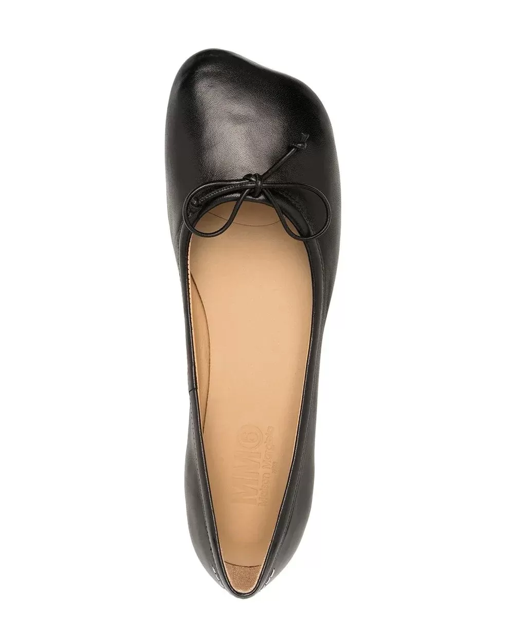 MM6 Maison Margiela Black Leather Ballerina Flats