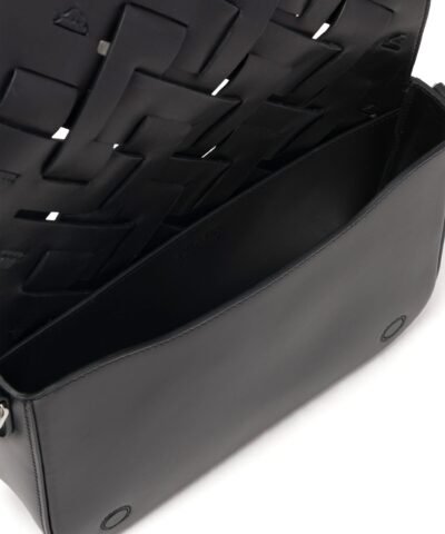 Prada Leather Shoulder Bag With Large Woven Motif