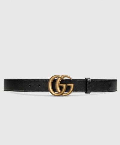 Gucci Wide Leather Belt With Double G Buckle