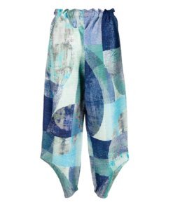 Pleats Please Issey Miyake Geometric-Print Pleated Trousers