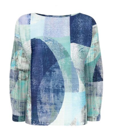 Pleats Please Issey Miyake Geometric-Print Pleated Top