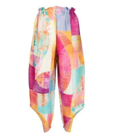 Pleats Please Issey Miyake Geometric-Print Pleated Trousers