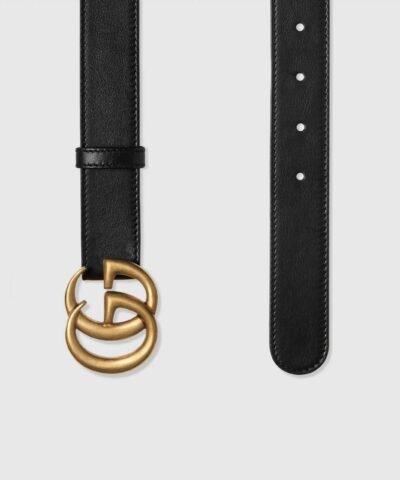 Gucci Wide Leather Belt With Double G Buckle