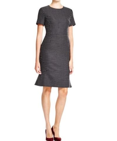 Escada Black Short Sleeve Dot Print Dress