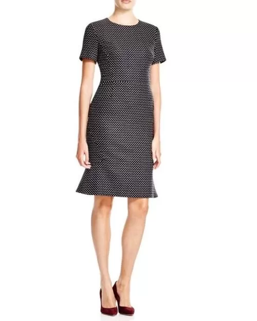 Escada Black Short Sleeve Dot Print Dress