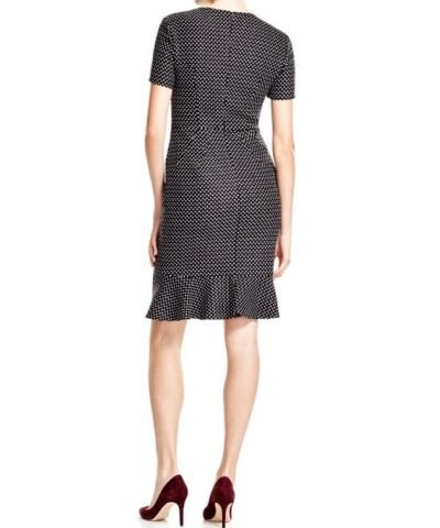 Escada Black Short Sleeve Dot Print Dress