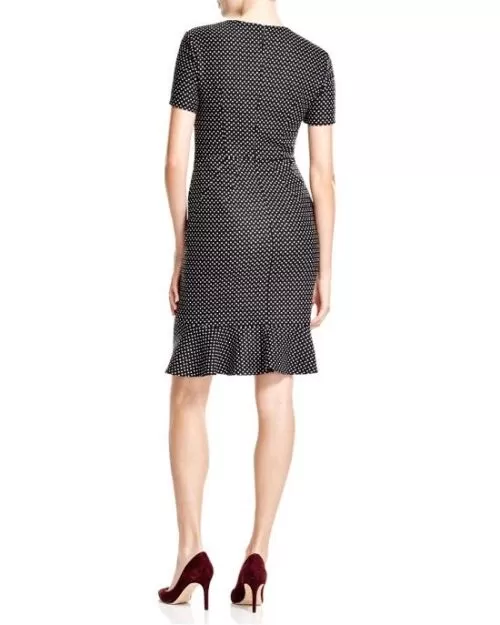 Escada Black Short Sleeve Dot Print Dress