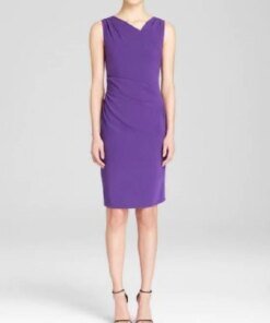 Moschinov-neckline sleeveless dresses. Purple