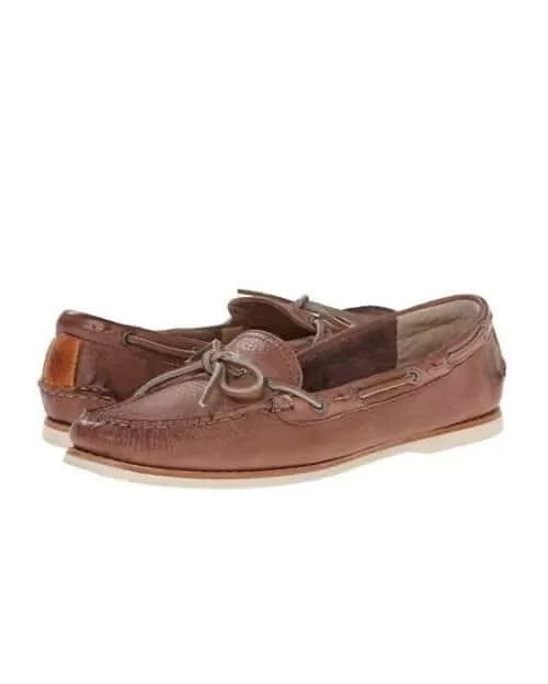 Frye Brown Quincy Tie Boat Flats