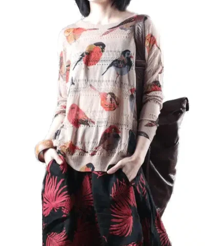 Women's Spring Bird Printing Hollow Knitting Shirt