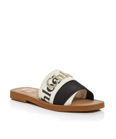 Chloé Women's Woody Embroidered Logo Slide Sandals