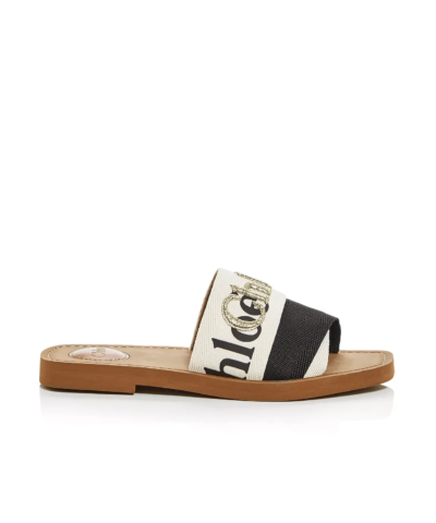 Chloé Women's Woody Embroidered Logo Slide Sandals