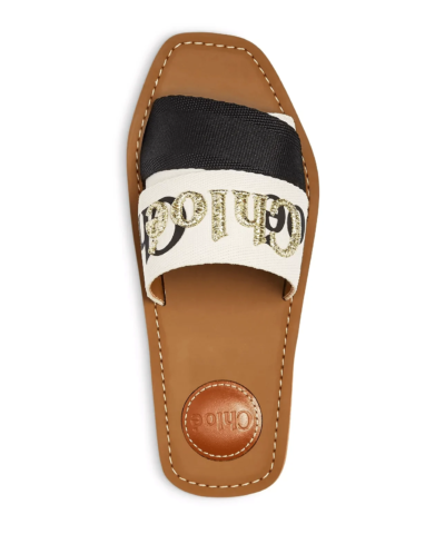 Chloé Women's Woody Embroidered Logo Slide Sandals