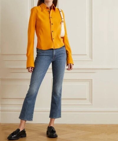 Mother The Insider Cropped High-Rise Flared Jeans