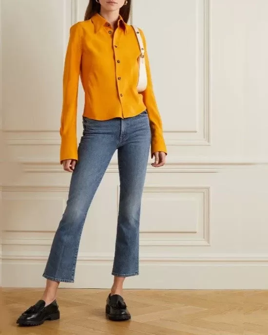 Mother The Insider Cropped High-Rise Flared Jeans