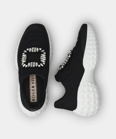 Roger Vivier Viv' Run Light Strass Buckle Sneakers in Fabrics