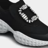 Roger Vivier Viv' Run Light Strass Buckle Sneakers in Fabrics