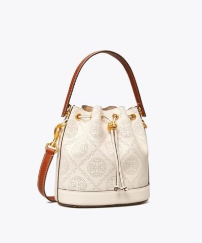 Tory Burch T Monogram Perforated Leather Bucket Bag