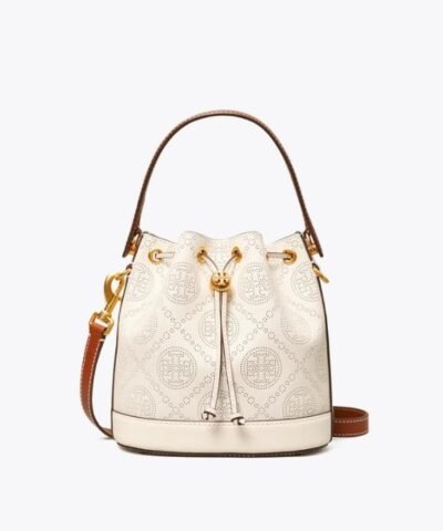 Tory Burch T Monogram Perforated Leather Bucket Bag