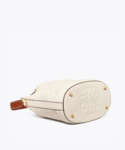 Tory Burch T Monogram Perforated Leather Bucket Bag