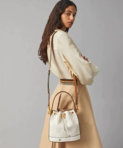Tory Burch T Monogram Perforated Leather Bucket Bag