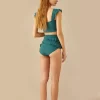 Visual Mood Serena Ruffled Bikini Set - Hunter Green