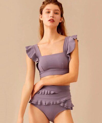 Visual Mood Serena Ruffled Bikini Set - Lavender