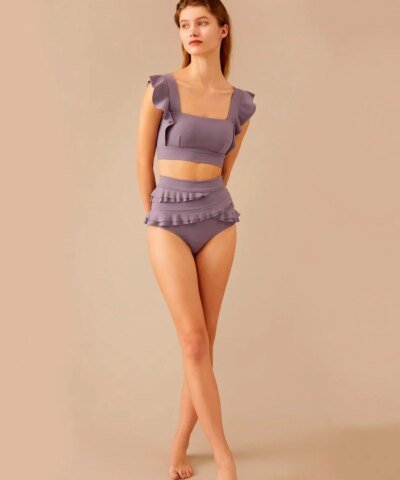 Visual Mood Serena Ruffled Bikini Set - Lavender