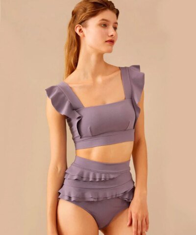 Visual Mood Serena Ruffled Bikini Set - Lavender