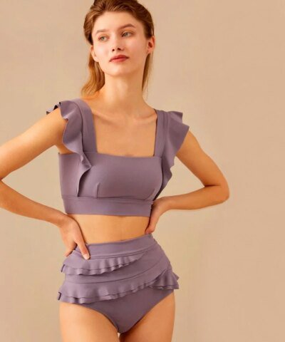 Visual Mood Serena Ruffled Bikini Set - Lavender