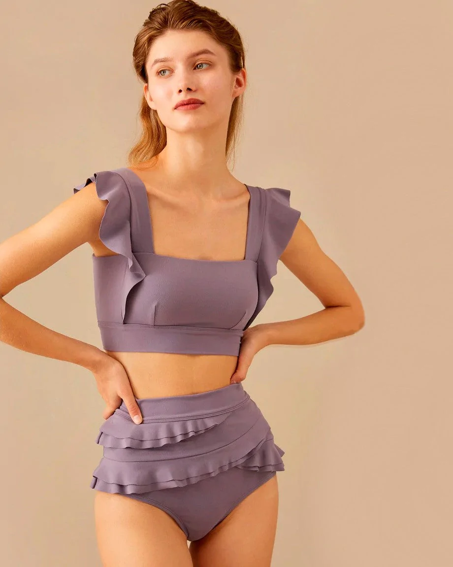 Visual Mood Serena Ruffled Bikini Set - Lavender