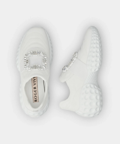 Roger Vivier Viv' Run Light Strass Buckle Sneakers in Fabrics
