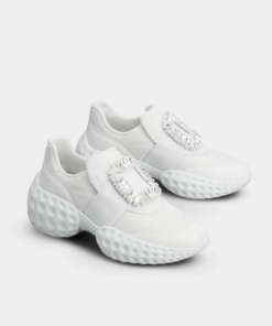 Roger Vivier Viv' Run Light Strass Buckle Sneakers in Fabrics