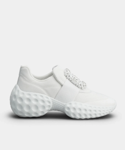 Roger Vivier Viv' Run Light Strass Buckle Sneakers in Fabrics