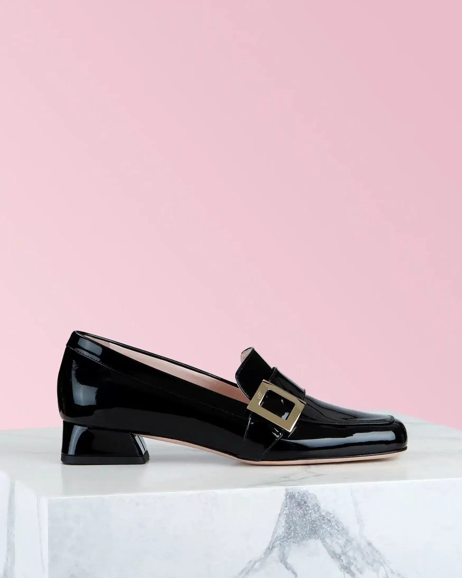 Roger Vivier RV Mini Buckle Loafers In Black