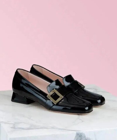 Roger Vivier RV Mini Buckle Loafers In Black
